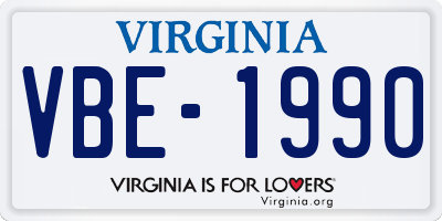 VA license plate VBE1990