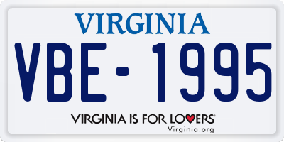 VA license plate VBE1995