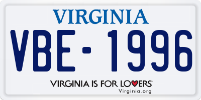 VA license plate VBE1996
