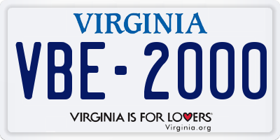 VA license plate VBE2000