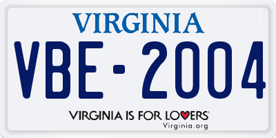 VA license plate VBE2004