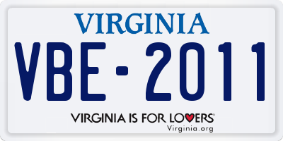VA license plate VBE2011