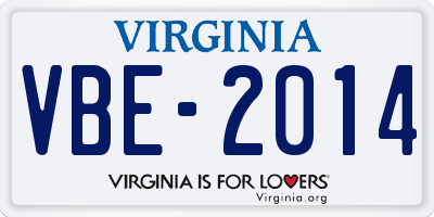 VA license plate VBE2014