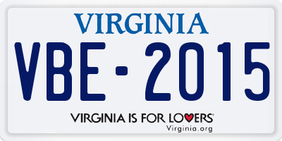 VA license plate VBE2015