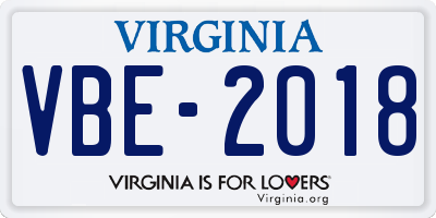 VA license plate VBE2018