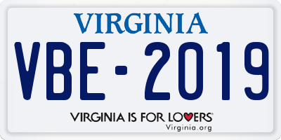 VA license plate VBE2019