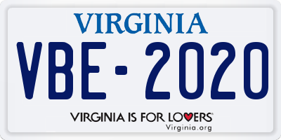 VA license plate VBE2020