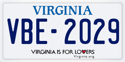 VA license plate VBE2029