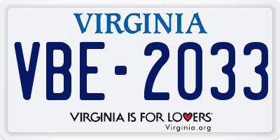VA license plate VBE2033