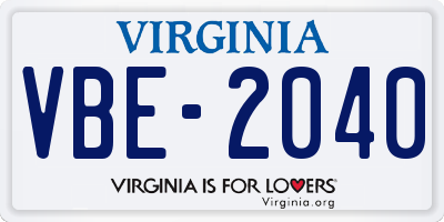 VA license plate VBE2040