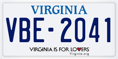 VA license plate VBE2041