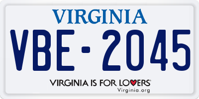 VA license plate VBE2045