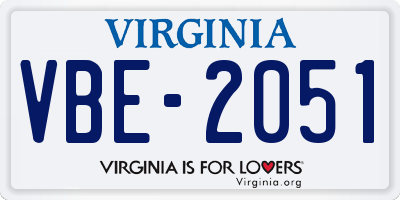 VA license plate VBE2051