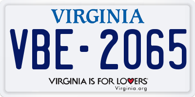 VA license plate VBE2065