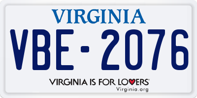 VA license plate VBE2076