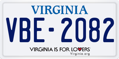 VA license plate VBE2082