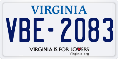 VA license plate VBE2083