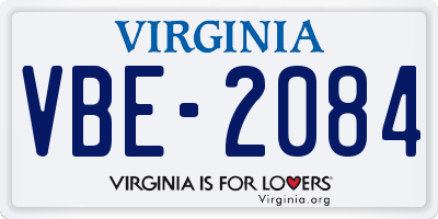 VA license plate VBE2084