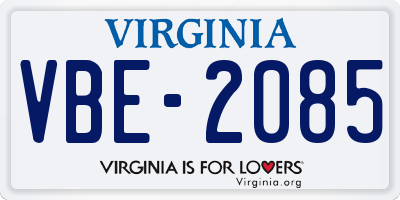 VA license plate VBE2085
