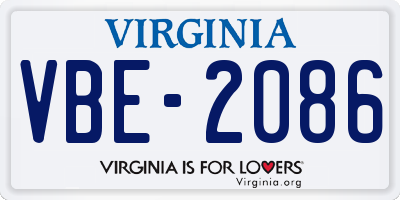 VA license plate VBE2086