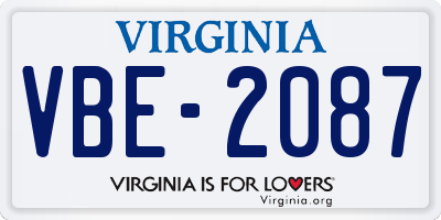 VA license plate VBE2087