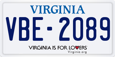 VA license plate VBE2089