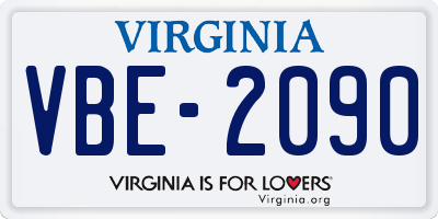 VA license plate VBE2090