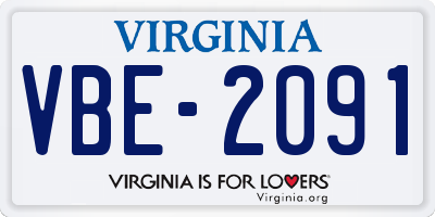 VA license plate VBE2091