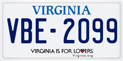 VA license plate VBE2099