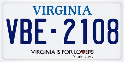 VA license plate VBE2108