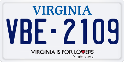 VA license plate VBE2109