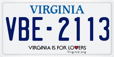 VA license plate VBE2113