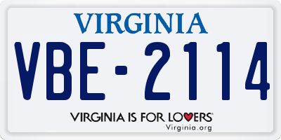 VA license plate VBE2114