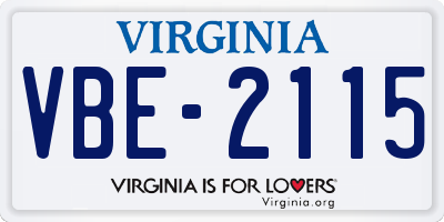 VA license plate VBE2115