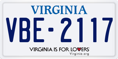 VA license plate VBE2117