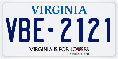 VA license plate VBE2121