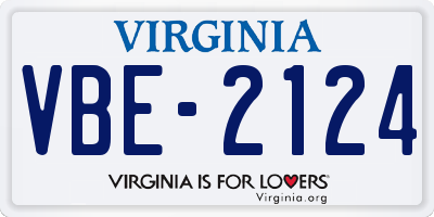 VA license plate VBE2124