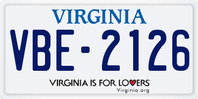 VA license plate VBE2126