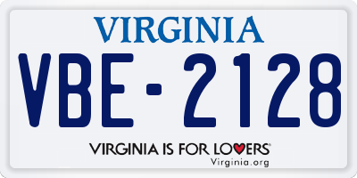 VA license plate VBE2128