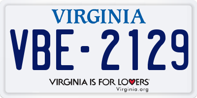 VA license plate VBE2129