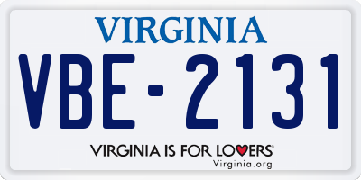VA license plate VBE2131