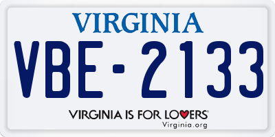 VA license plate VBE2133