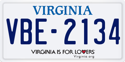 VA license plate VBE2134