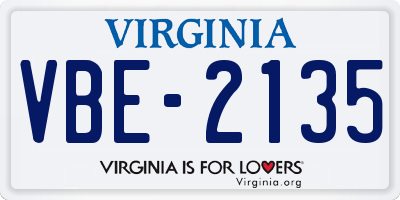 VA license plate VBE2135