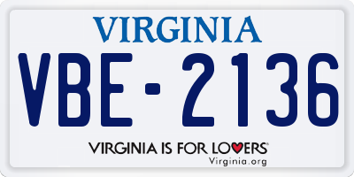 VA license plate VBE2136