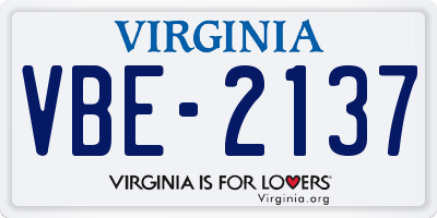 VA license plate VBE2137