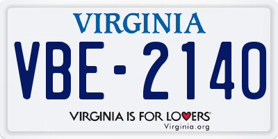 VA license plate VBE2140