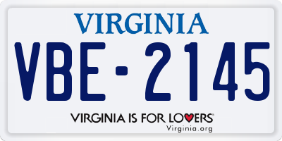 VA license plate VBE2145