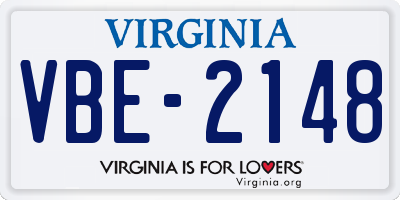 VA license plate VBE2148