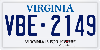 VA license plate VBE2149